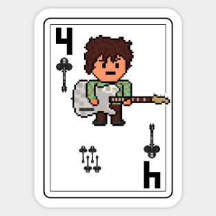 Pixelrockstars Four of Clubs Playing Card Sticker